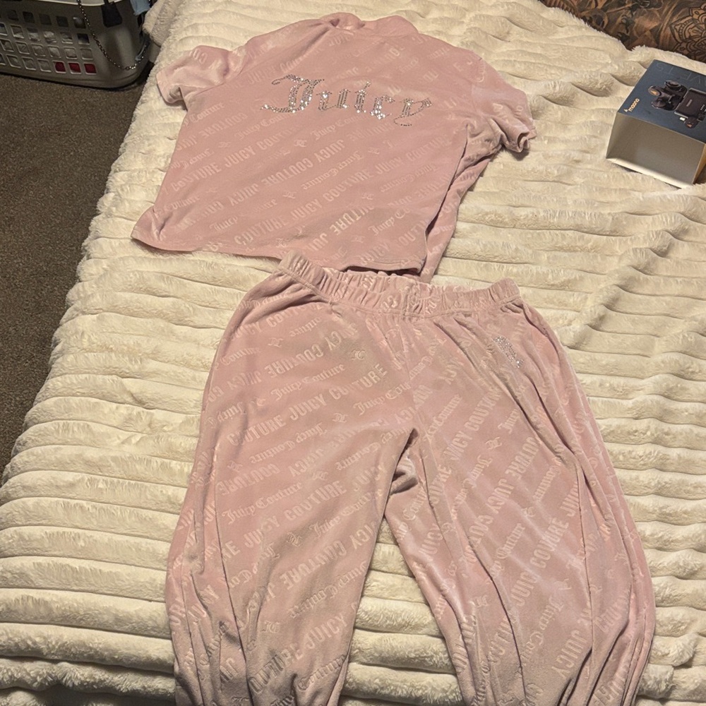 Juicy Couture Light Pink Velour Two-Piece Pajama Set